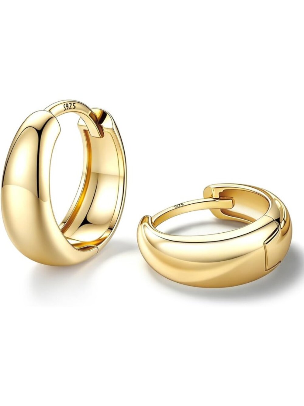 Chic 14K Gold Plated Chunky Huggie Hoop Earrings for Women - Stylish & Trendy